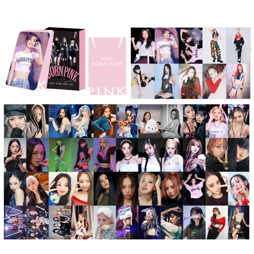 55pcs /box Hitam-Pink Photocards WORLD TOUR Kartu Lomo Black Pink Kpop Postcards