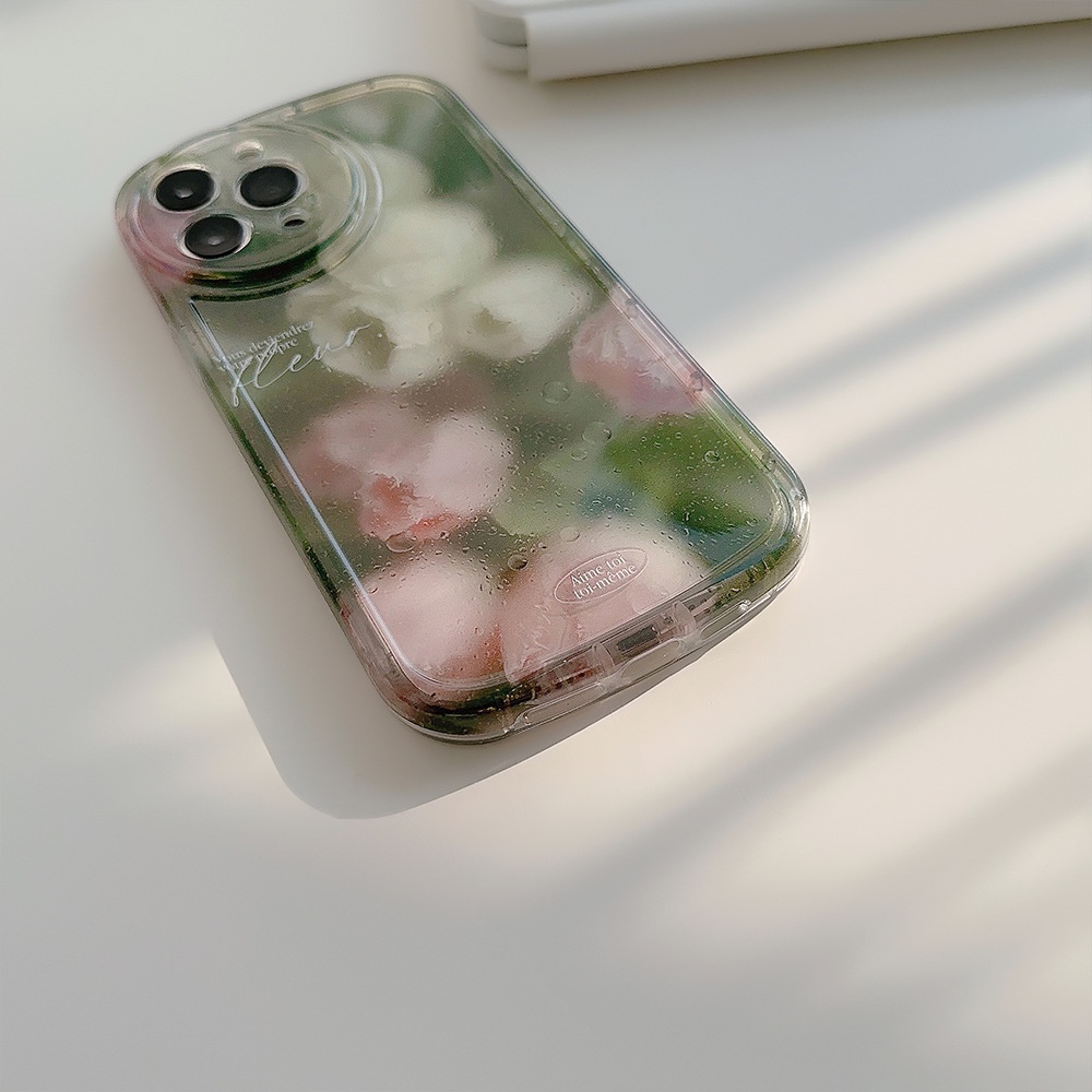 IPHONE Mawar Vintage Di Belakang Air Kabut Kaca Bulat Pelindung Lensa Kamera Ponsel Soft Case Cover Untuk Iphone11 12 13 14 PLUS PRO MAX