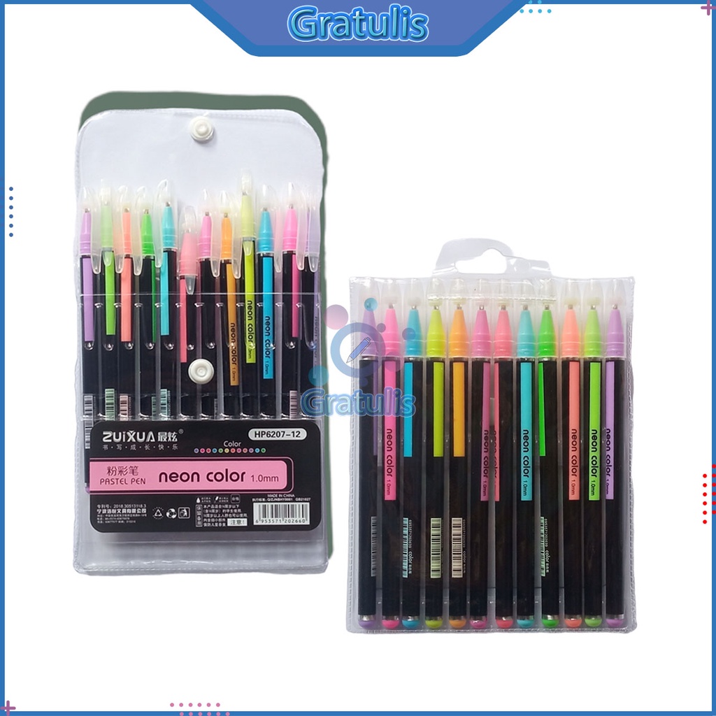 

PENA JEL NEON COLOR ZUIXUA HP6207 / PULPEN BOLPEN BOLPOIN 1 SET WARNA NEON ISI 12 PCS / GEL PEN WARNA-WARNI 1.0MM