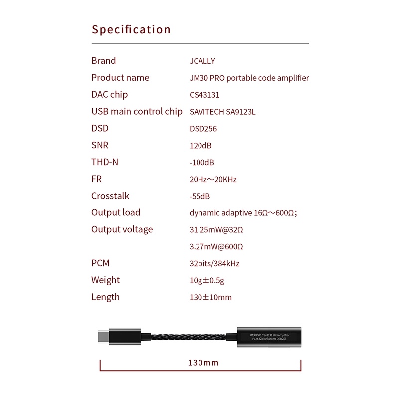 XIAOMI Jcally JM30PRO Kabel Adapter DAC Audio Digital TYPEC Ke 3.5 Adapter Handphone Android CS43131 DAC JM30 Upgrade Untuk Xiaomi13