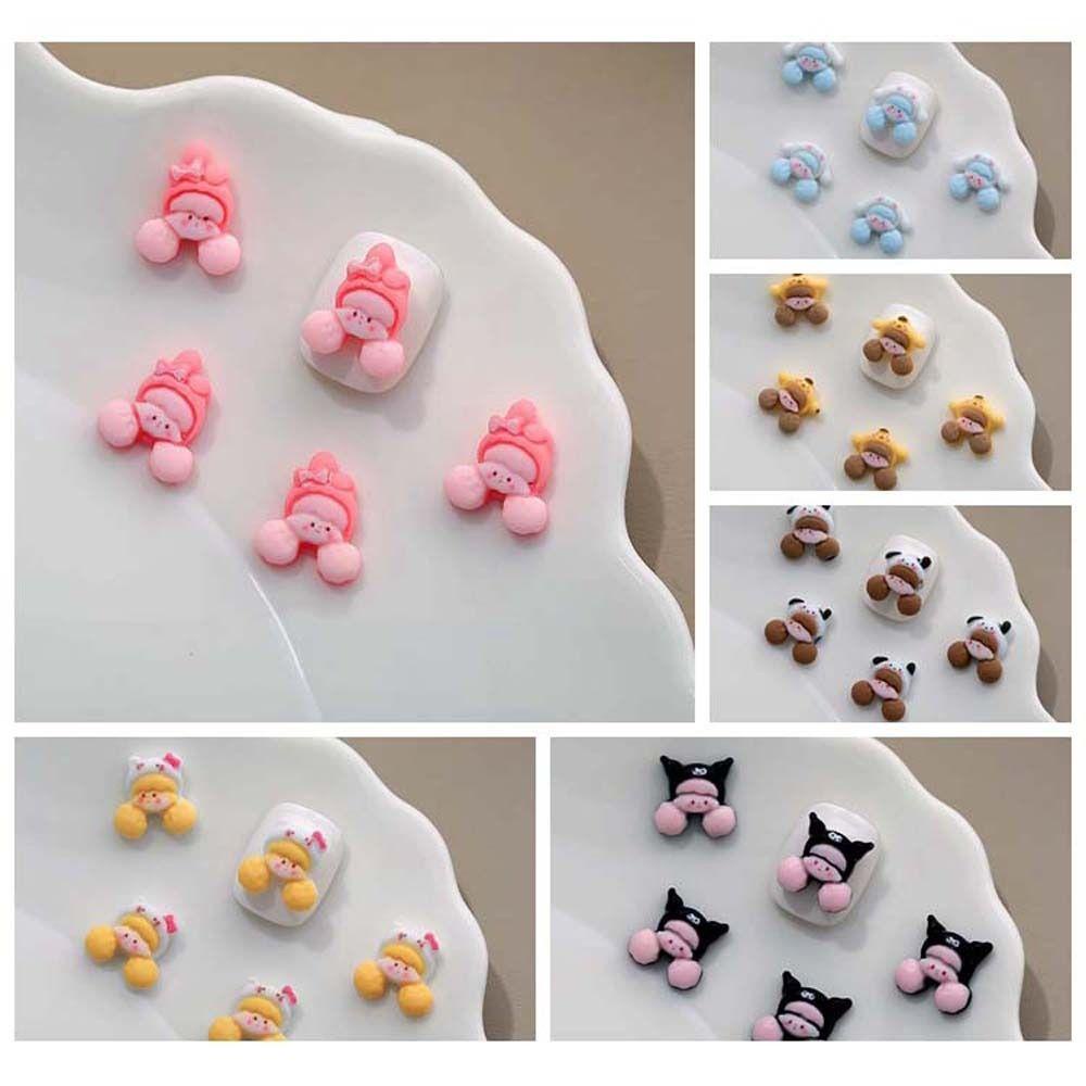 AUGUSTINA Agustinina Hiasan Kuku Kitty Cat Resin Kuromi Manicure Melody Perhiasan Kuku Kartun Untuk Wanita