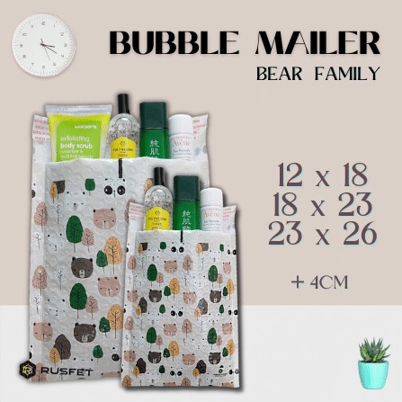 

[SC] AMPLOP BUBBLE MAILER - BUBBLE PACKING ONLINE SHOP MOTIF BEAR FAMILY - 18CM x 23CM