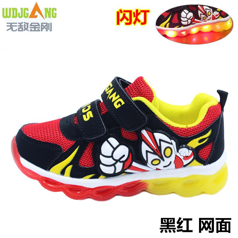 PROMO 12.12  JISOOBABY-ULTRAMAN Sepatu Sneakers Anak Velcro Gambar ultraman Dengan Lampu LED Sport T