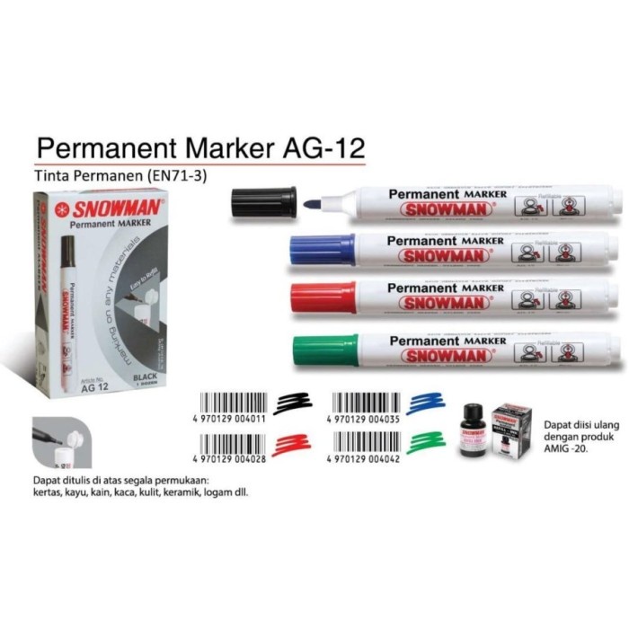 

[PCS] SPIDOL SNOWMAN WHITEBOARD / PERMANENT - PERMANENT AG 12, Merah