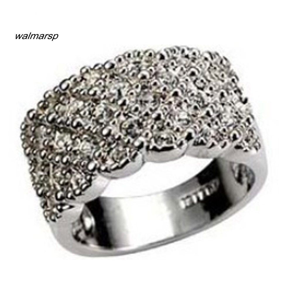 Ws Wanita Mewah Berlian Imitasi Bertatahkan Jari Cincin Pernikahan Pertunangan Perhiasan Hadiah