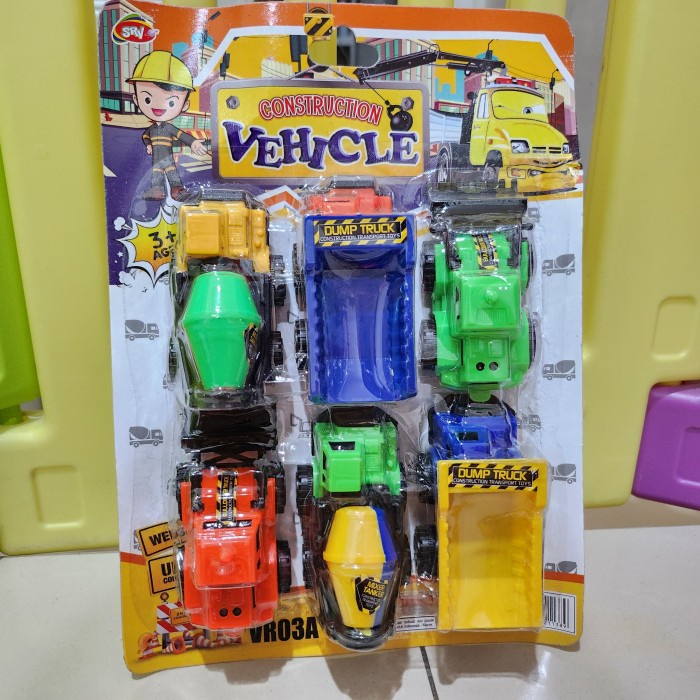 Set isi 6 Contruction Vehicles VR03 Mainan Anak Laki Laki Mobil Truck