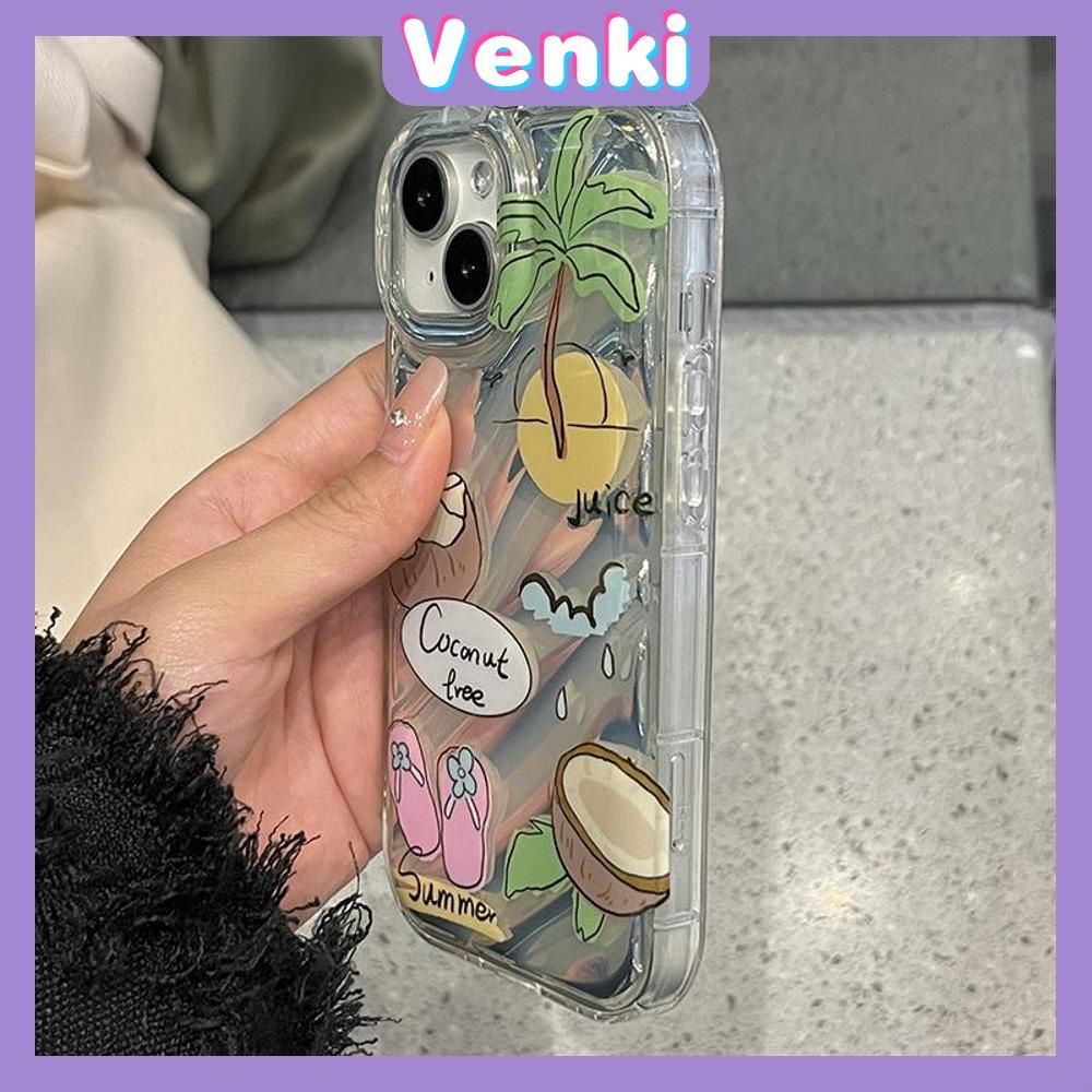 VENKI - Untuk iPhone 11 iPhone Case Laser Reflektif Bening Phone Case TPU Soft Shockproof Airbag Ponsel Pantai Romantis Kompatibel dengan iPhone 14 13 Pro max 12 Pro Max XR 7Plus 8Plus