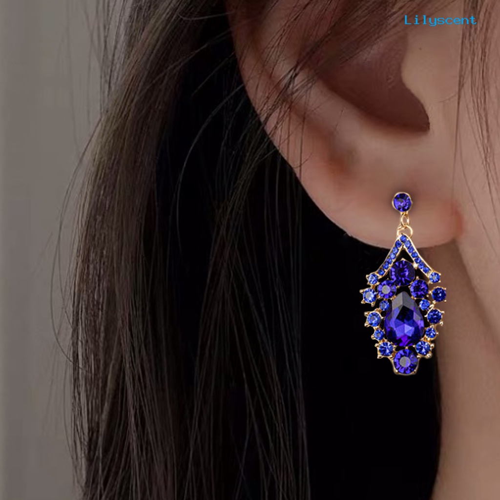 [LS]1 Set Anting Pengantin Kalung Berbentuk Tetesan Air Berlian Imitasi Perhiasan Geometris Adjustable Set Untuk Pernikahan