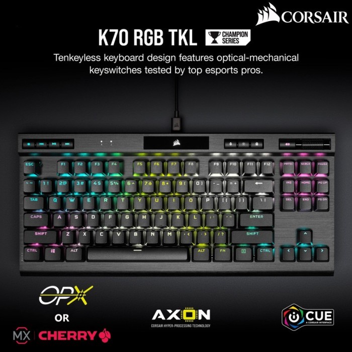 Corsair K70 RGB TKL CHAMPION SERIES - Mechanical Gaming Keyboard - Corsair OPX