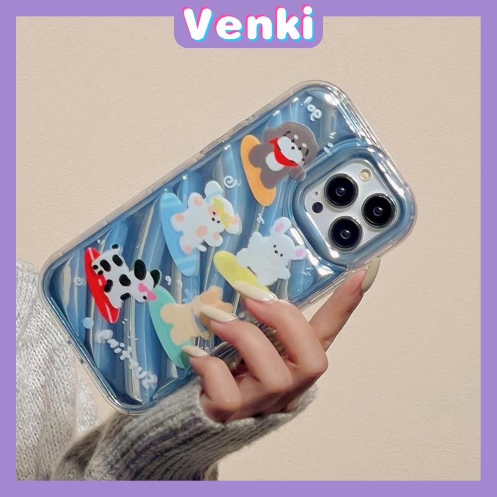 VENKI - Untuk iPhone 11 iPhone Case Laser Reflektif Bening Phone Case TPU Lembut Shockproof Airbag Case Cute Surf Critter Kompatibel dengan iPhone 14 13 Pro max 12 Pro Max XR XS 7 8Plus