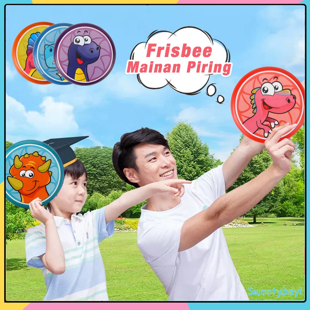 SweetyBayi Frisbee anak Piring terbang mainan motif dino Flying disk lembut Boomerang outdoor