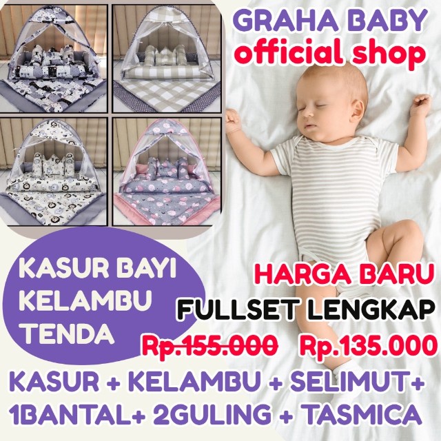 BEST-SELLER Kasur Bayi Kelambu dan-Bedcover Motif Archery x Polkadot-navy CBNK 029 PLUS NON FURING