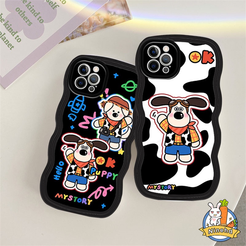 Oppo A17 A17K A77 A77s A57 A16 A16K A15 A15s A3s A5s A78 A76 A96 A74 A54 A93 A94 A95 A92 A52 A53 A5 A9 F11 F9 Reno 76 5 Pro 8T 8Z 7Z 6Z Wavy Edge Kartun Couple Cangkang Cas Hp
