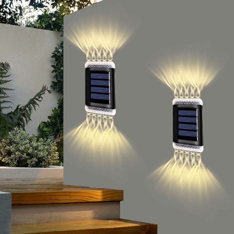 Kreatif Atas Bawah Glowing ABS Waterproof Solar Wall Light/Outdoor Taman Lampu Pagar Ultra Terang/ Lampu Malam Hias Halaman Belakang Rumah