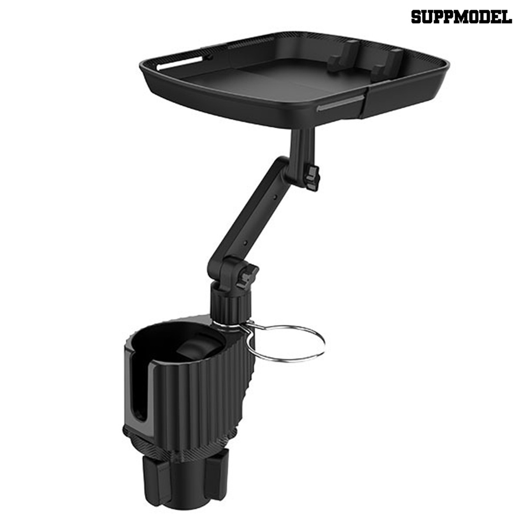 [SM] Car Cup Holder Tray Dual Slot 360derajat Rotatable Adjustable Universal Phone Support Otomotif Tempat Gelas Kopi Nampan Makanan Meja Aksesoris Mobil