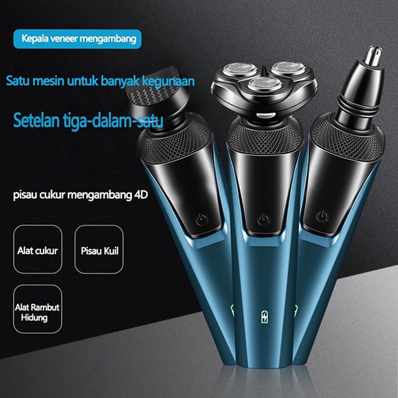 JOS - Alat Cukur Kumis Jenggot Rambut Elektrik Shaver Portable 3IN1 Isi Ulang Usb