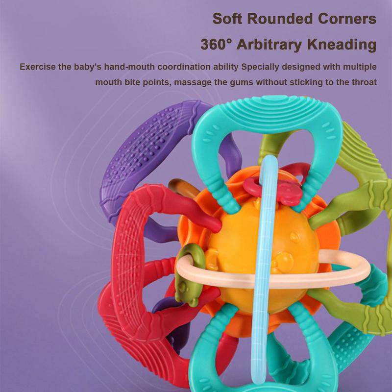 New Baby Hand Grasping Ball Baby Ringing Bell Gum Mainan Bisa Gigit Bayi Silicone Grip Training Toy