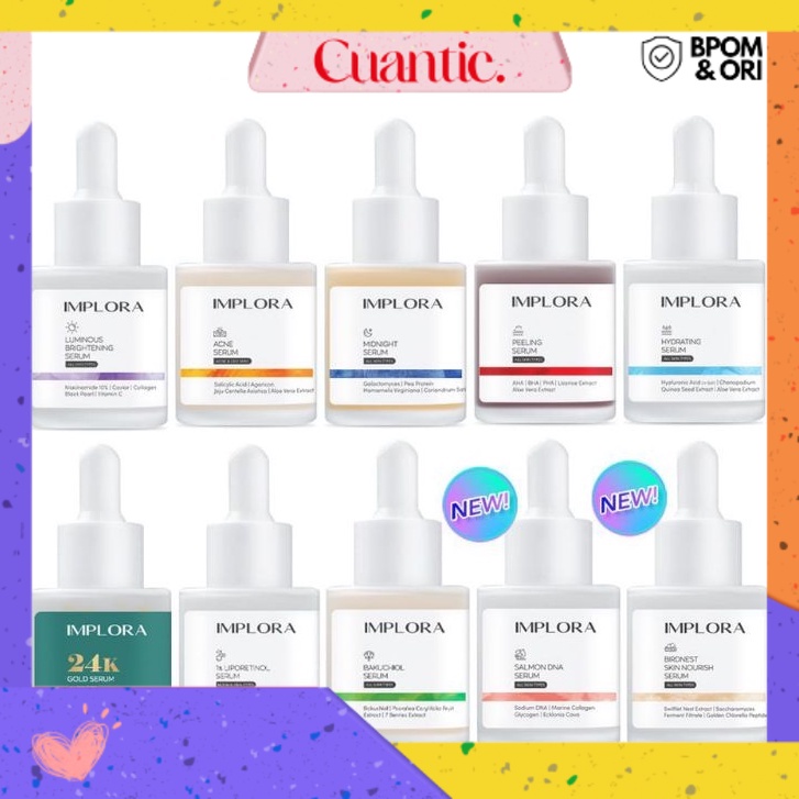 IMPLORA FACE SERUM LUMINOUS BRIGHT SERUM ACNE PEELING MIDNIGHT SERUM WAJAH IMPLORA