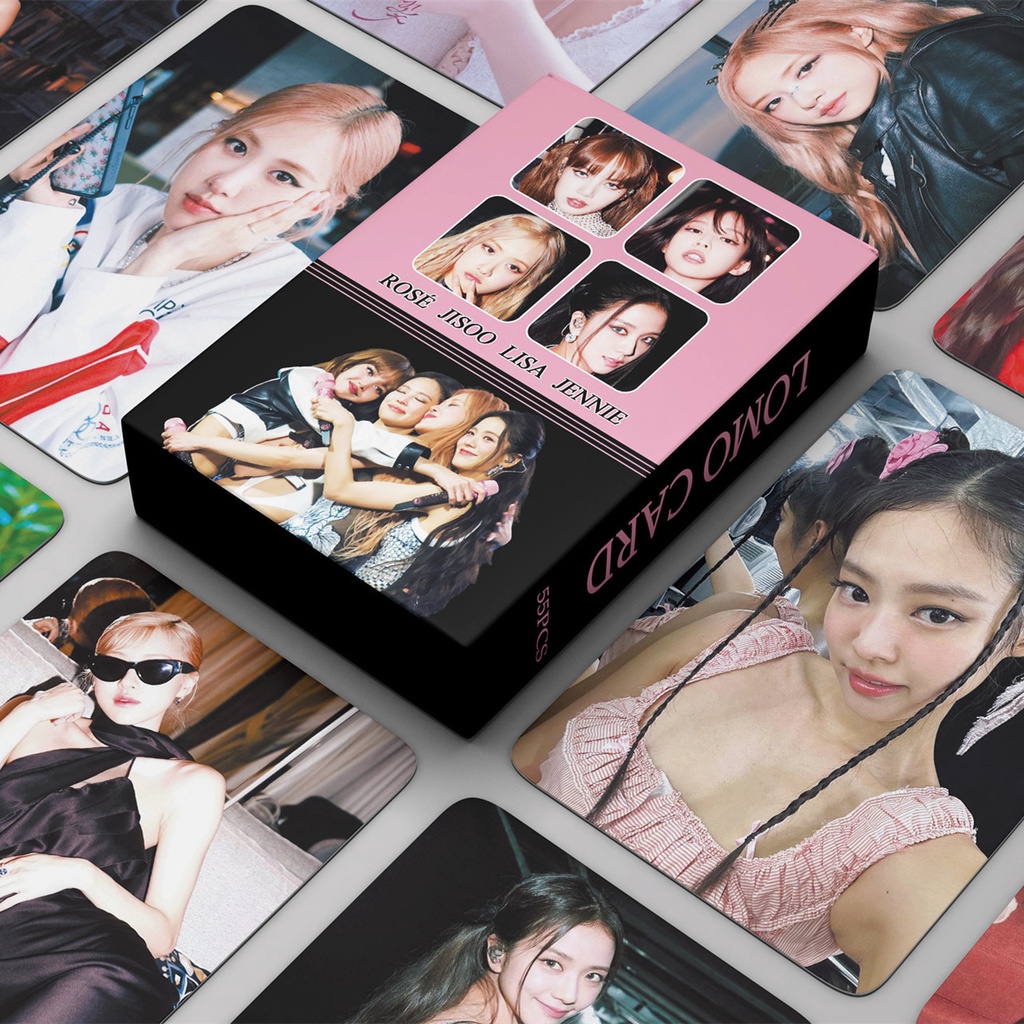 55pcs /box Hitam-Pink 2023world TOUR Photocards Album Kartu Lomo Black Pink Kpop Collection Series