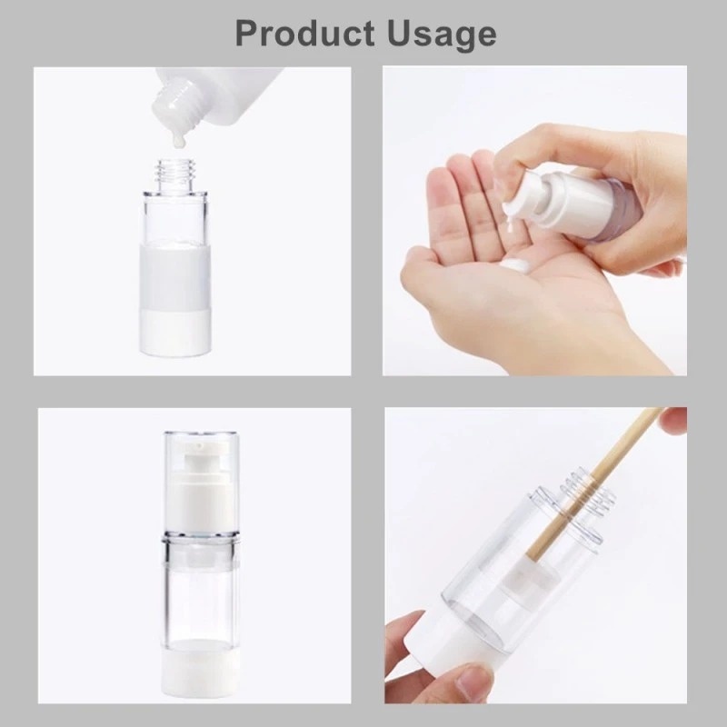 AVVET Bottle Pump Lotion Airless 80Ml Botol Spray Transparant 100Ml Tempat Parfum Toner  Botol Refill Vacuum 50ML Travel Plastik Travel Organizer