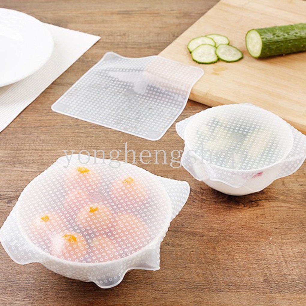 Silikon Bungkus Makanan Bening Cling Film Multifungsi Reusable Stretchable Lid Kulkas Food Preservation Seal Covers Fresh Keeping Bowl Cover Kitchen Gadget