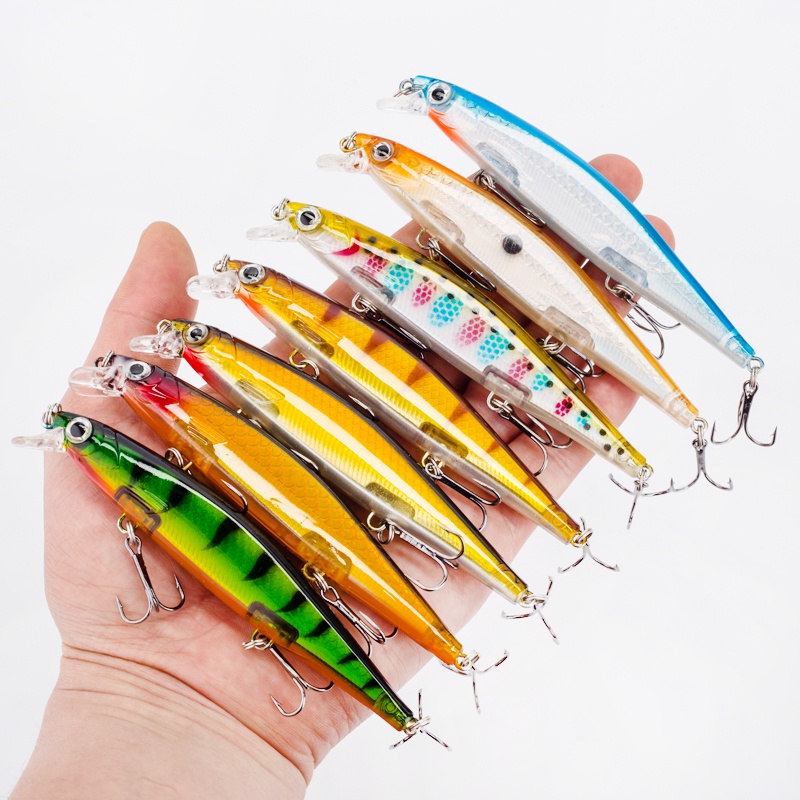 7warna Ikan Kecil Crankbaits 11cm /13g Slow Sinking Fishing Bait Lure 1PCS Keras SwimBait Lure 3D Eyes Bass Lures