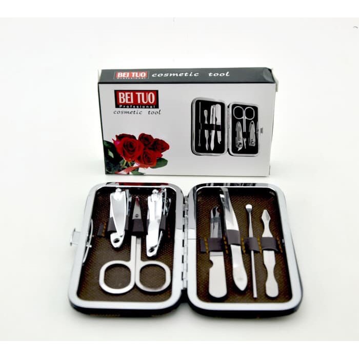 Manicure Pedicure Set 7in1 4in1 l Dompet Paket Pembersih Kuku Pinset Gunting Lancip Korek Telinga Kuping