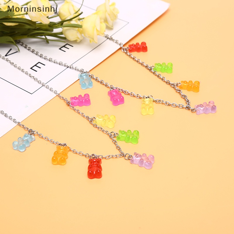 Mornin Baja Titanium Handmade Warna Permen Kartun Beruang Pesona Kalung Wanita Perhiasan id