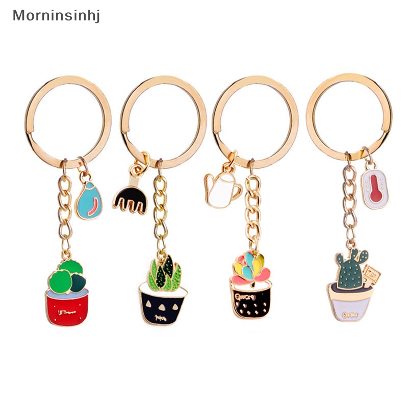 Mornin Enamel Motif Kaktus Key Ring Dompet Gantungan Kunci Liontin Aksesoris id