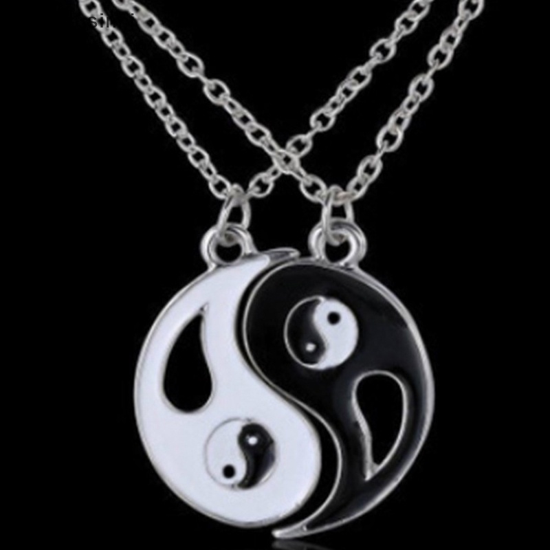 Mornin 2 Pcs Tai Chi Kalung Alloy Yin Yang Liontin Kalung Kreatif Fashion Leher Rantai Ulang Tahun Perhiasan Untuk Pasangan Sahabat Hadiah id