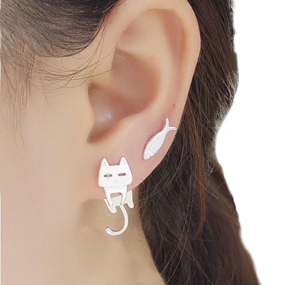 Mxbeauty Anting Tusuk Kartun Kepribadian Manis Desain Fashion Warna Solid Gaya Korea Anting Hewan 3D Sederhana Untuk Pesta