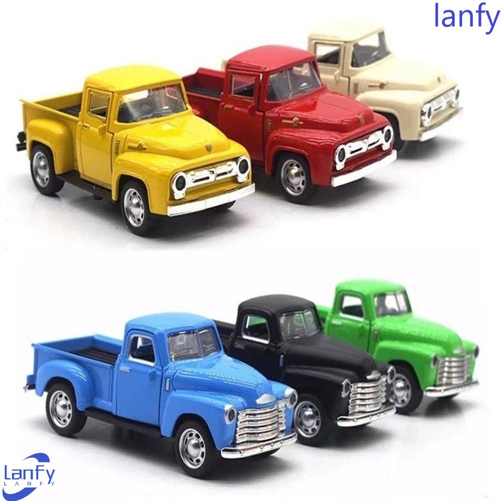 Lanfy Classic Pickup Car Model Mobil Klasik Dekorasi Rumah Kantor Simulasi Model Statis1/32 Alloy Pull Back Vehicle Toy Untuk Hadiah Ulang Tahun