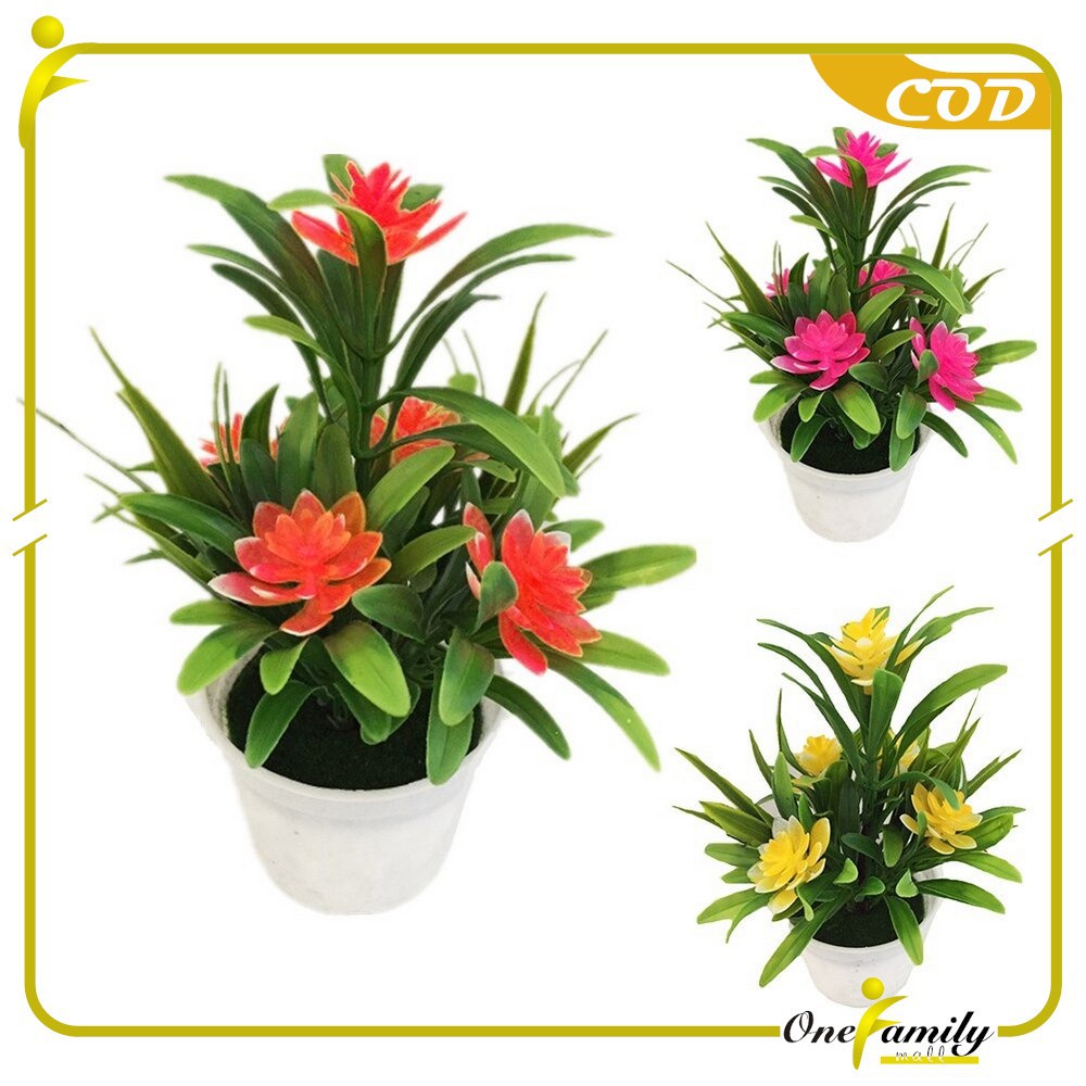 JT - Ornamen Pot Bonsai Dekorasi Rumah / Meja Pajangan Bunga Hias Plastik Artificial Flower / Bunga Meja Set Pot
