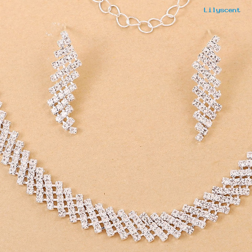 [LS]1 Set Kalung Wanita Cantik Elegan Alloy Glamor Berlian Imitasi Decor Fashion Necklace Untuk Pernikahan