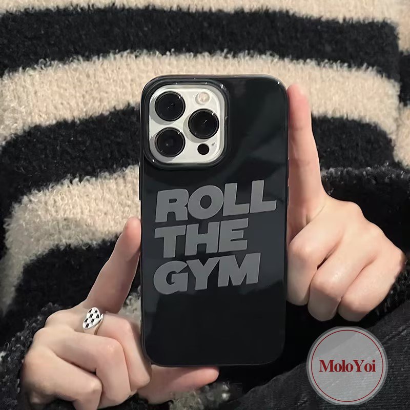 Keren Alfabet Inggris Halus Ponsel Cover Kompatibel Untuk IPhone XR XS X Max11 13 Pro Max8 7 Plus 12 14 Pro Max SE 2020kreativa Roll The Gym Glossy Soft TPU Shockproof Black Case