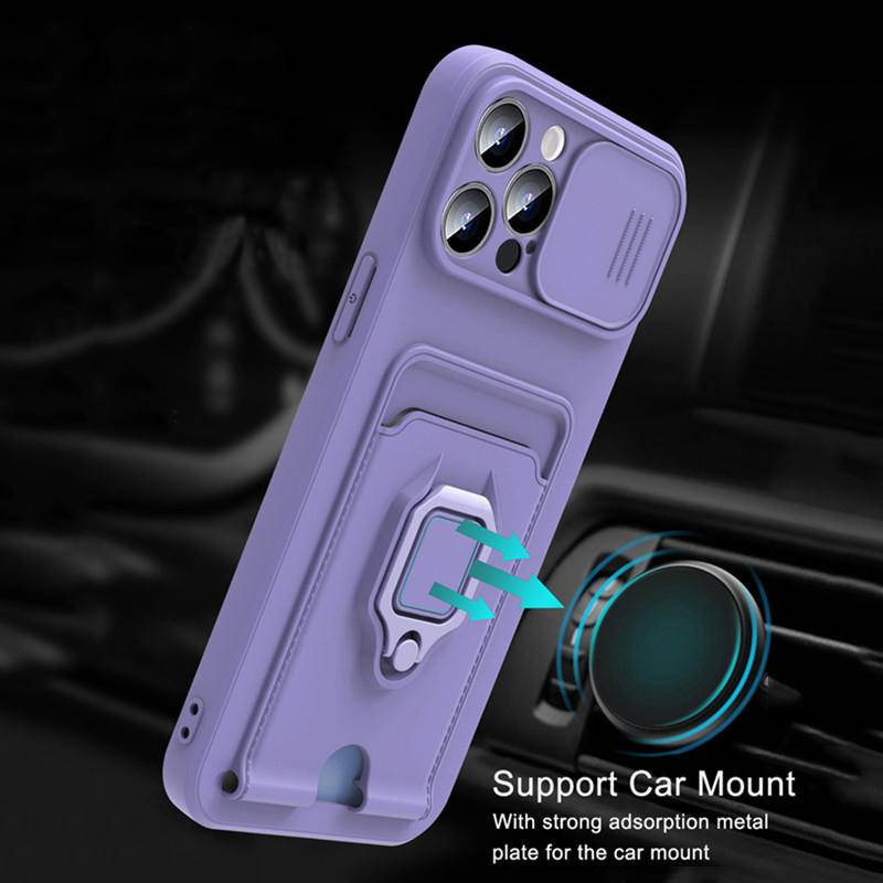 Case Pelindung Kamera Slide Silikon Cair Untuk Redmi Note10 12 8 Pro 10S 10T Magnetic Ring Card Holder Cover Untuk Xiaomi mi Poco X5 Pro M5S