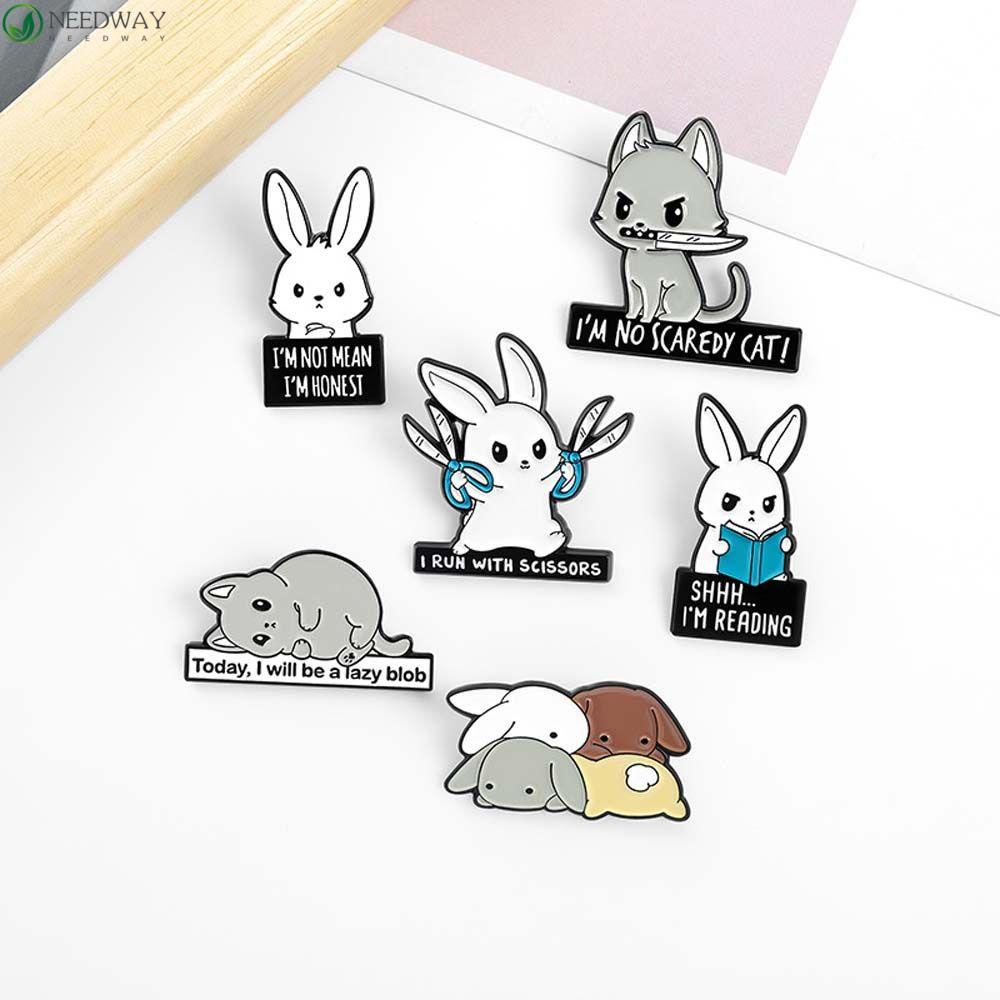 NEEDWAY Bunny Enamel Pin Hadiah Untuk Anak-Anak Kartun Kelinci Kerah Bros Travel Commemorative Lapel Pin Bros Pin