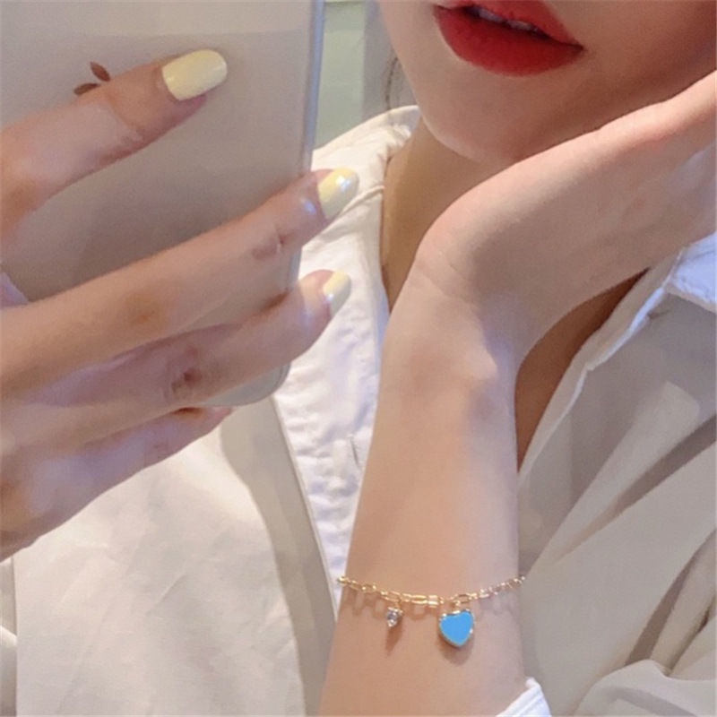 Kalung Cinta Biru Niche Mewah Ringan Perempuan Rantai Klavikula ins Desain Gaya Baru Merasakan Kalung Influencer Berkelas