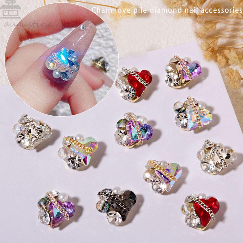 AUGUSTINA Augustina Pesona Kuku Bersinar 3D Glitter Manicure Perlengkapan Berlian Kristal Kuku Rhinestones
