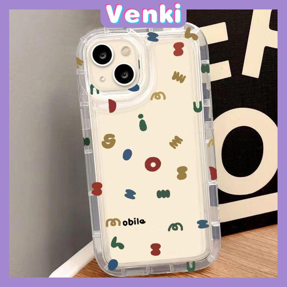 VENKI - Untuk iPhone 11 Case Bening Phone Case TPU Soft Airbag Shockproof Protection Camera Simple Cute Huruf Kecil Kompatibel dengan iPhone 14 13 Pro Max iPhone 12 Pro Max XR XS