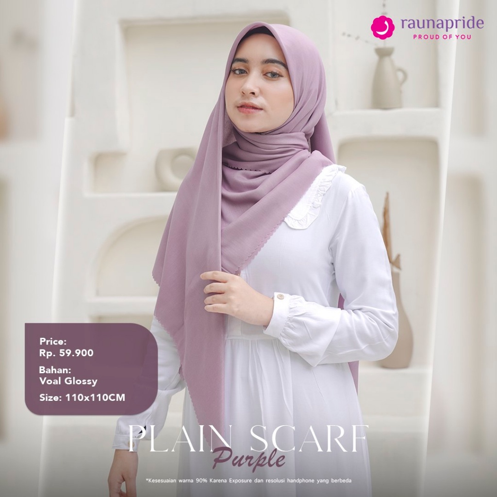 Hijab RAUNA Segiempat Voal / Plain Scarf / Fashion Muslim