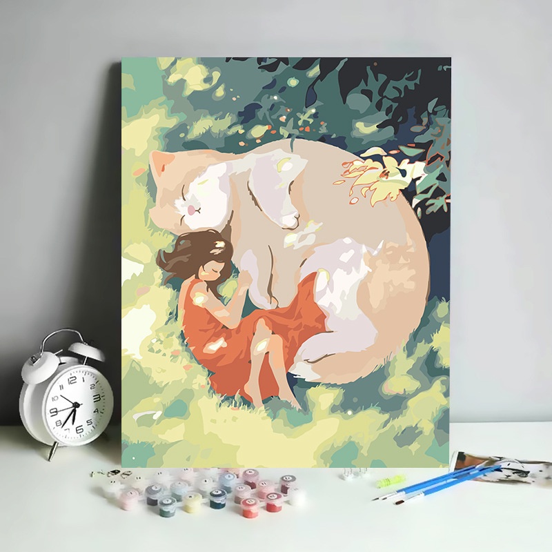 

[HARU] 30x40cm Paint by Number Kit Termasuk Frame Kayu Canvas DIY Floral Scenery Kanvas Lukis Set Menggambar Melukis