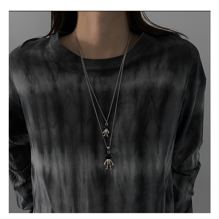 Ins Style Spaceman Pendant Kalung Perempuan Tuku Astronot Keren Hip Hop Disc Unik All-Match Liontin Sweatshirt Rantai