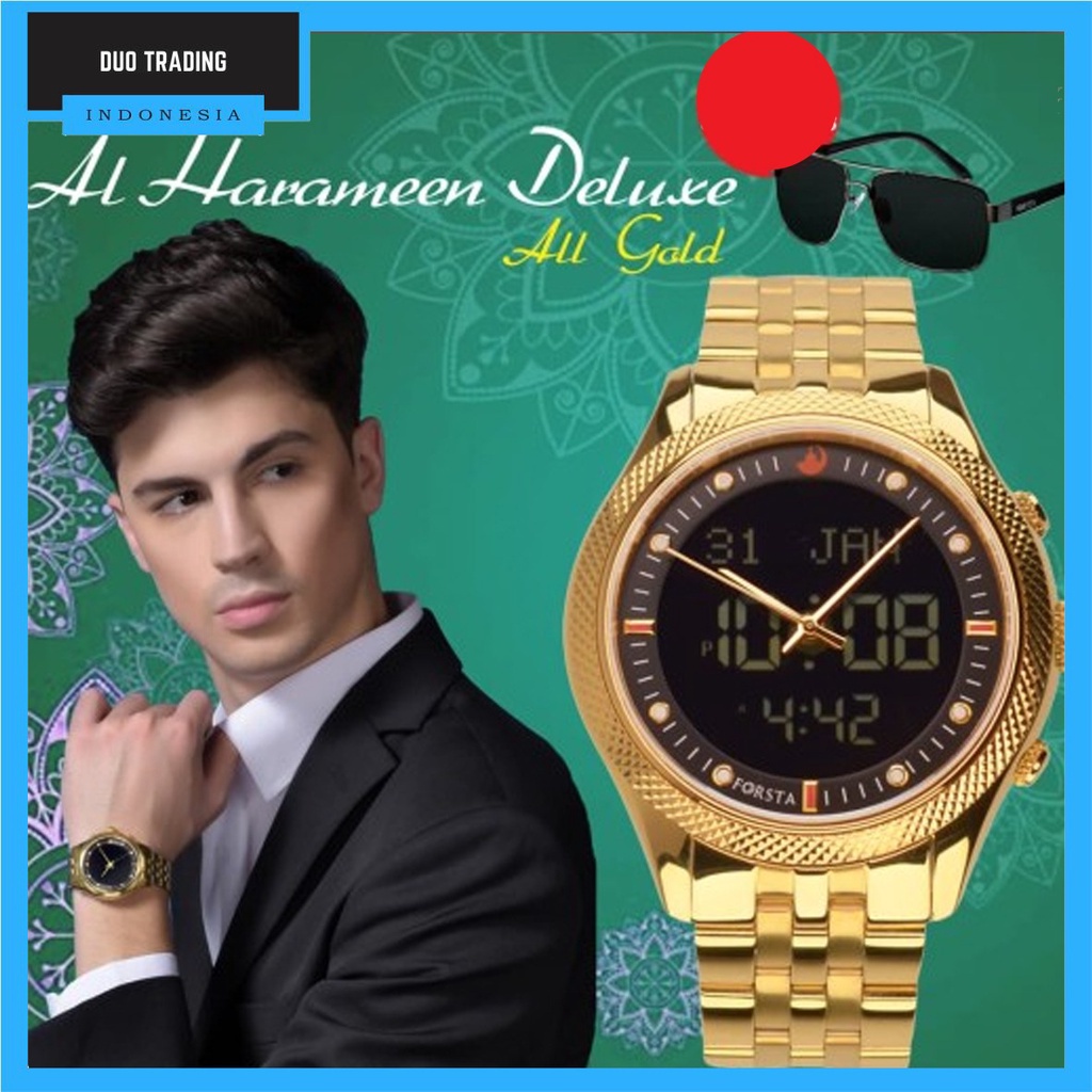 JAM TANGAN FORSTA AL HARAMEEN DELUXE-GOLD JAM TANGAN PRIA