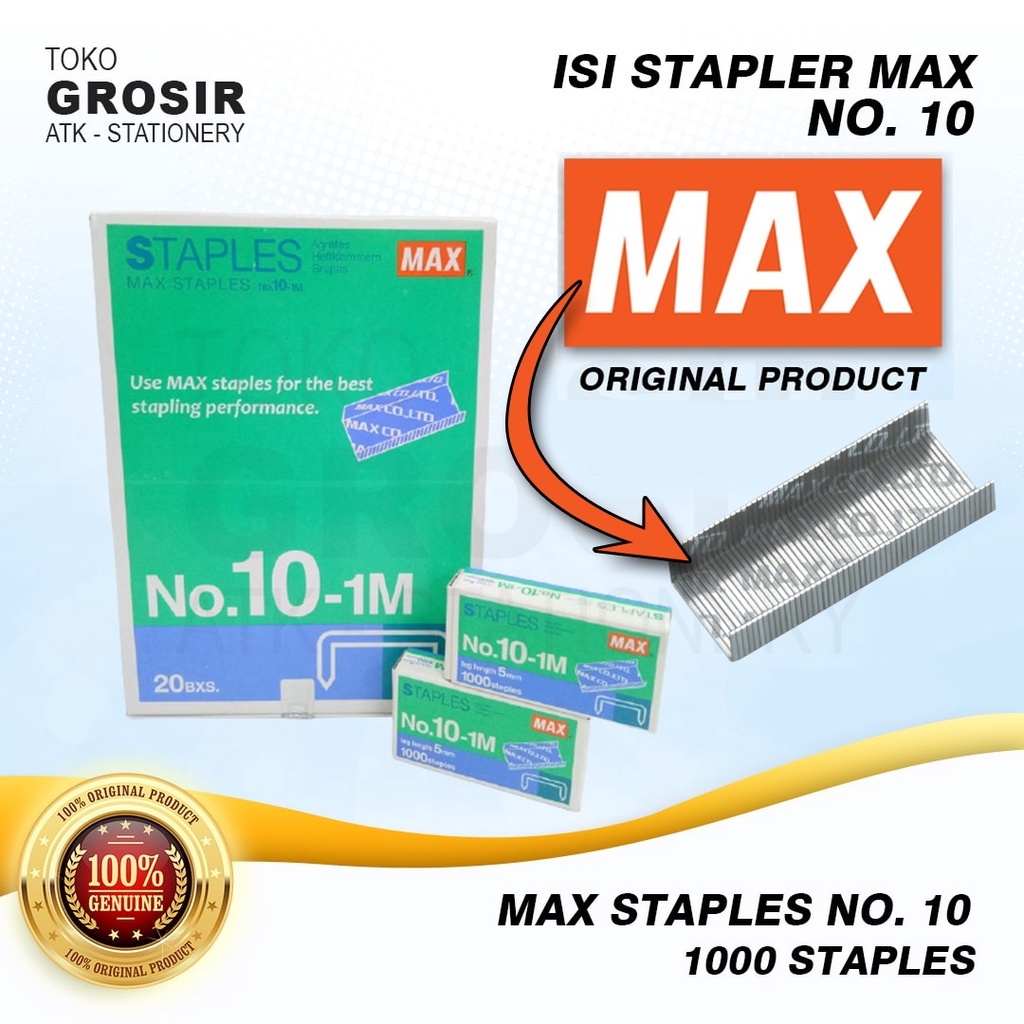

Isi Staples Max No 10 10-1M Kecil Original / Refill Ori no10 Stapler no.10 Hekter Steples Stepler 2