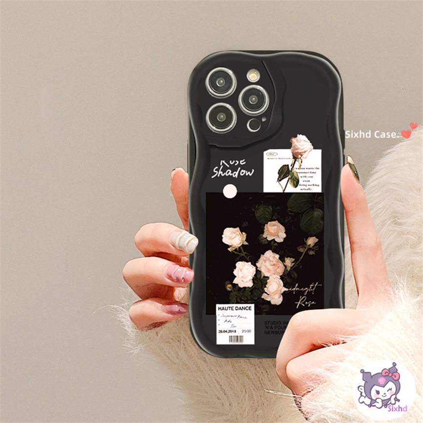 IPHONE Kompatibel Untuk Iphone14 13 12 11 Pro Max SE2020 X Xr Xs Max8 7 6 6s Plus Fashion Romantis Mawar Pasangan 3D Tepi Melengkung Gelombang Glossy Phone Case Soft Cover