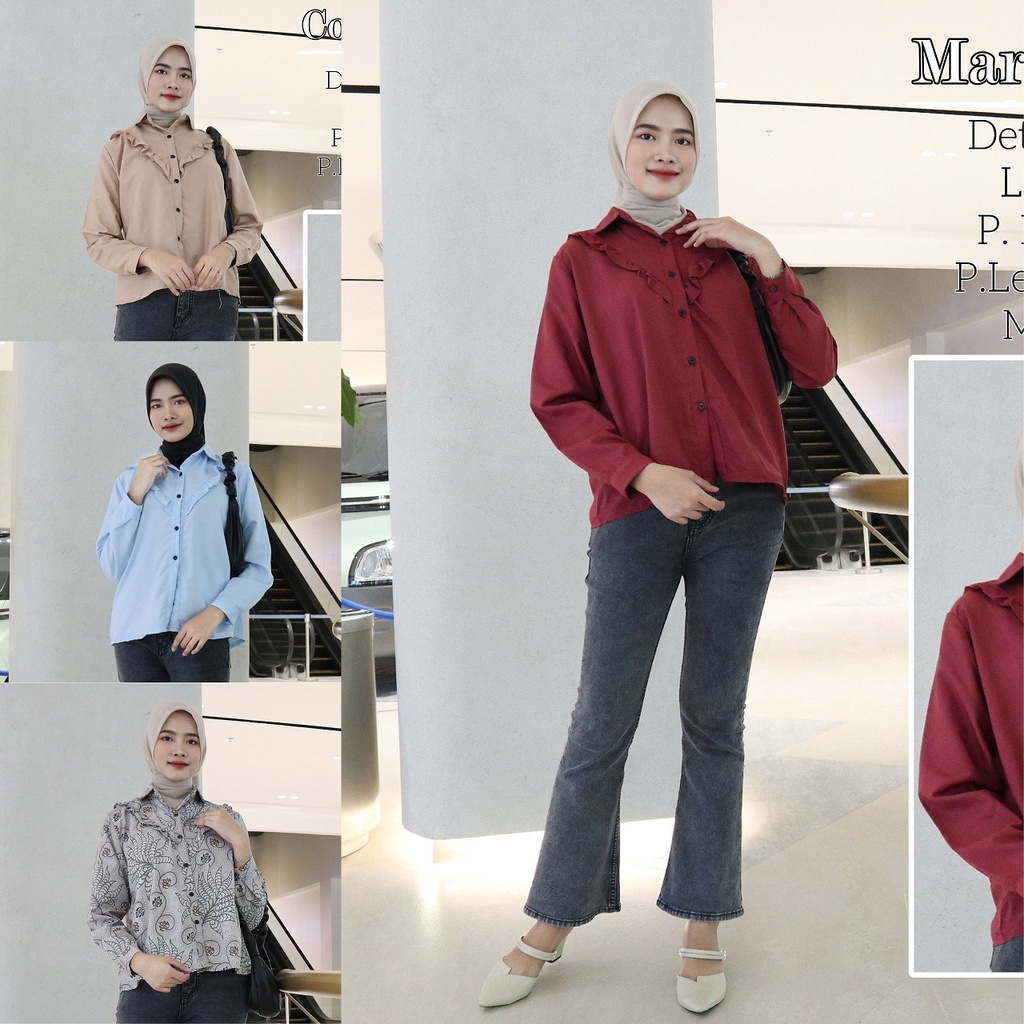 IZANY BLOUSE Wanita Kemeja Kerah Mini ruffle