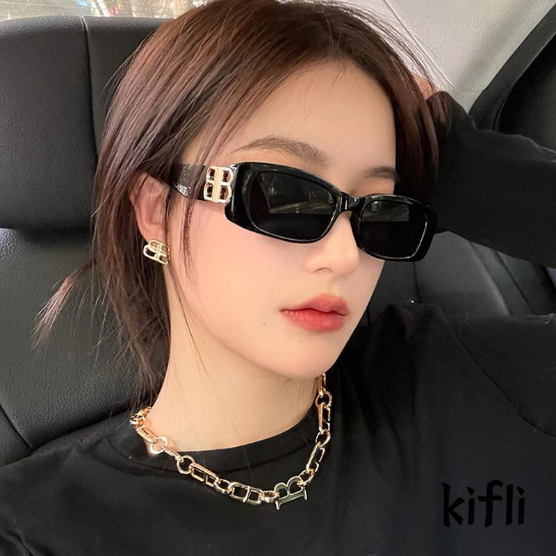 [KD]Wanita Bingkai Persegi Minimalis Trendy Sexy Cewek Kacamata Hitam Retro Sunglasses