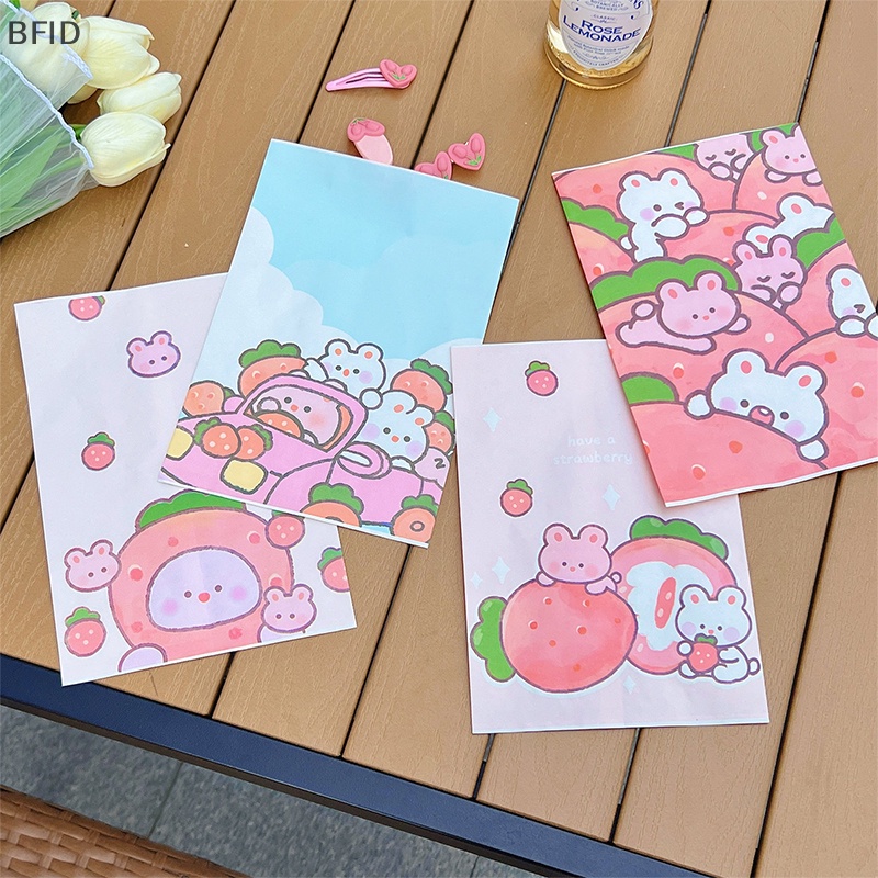 [BFID] 10pcs Mini Paper Bag Kraft Kantong Kertas Lucu Kartun Strawberry Rabbit Tas Penyimpanan Pembungkus Favour Bags Gift Packing Small Bag [ID]