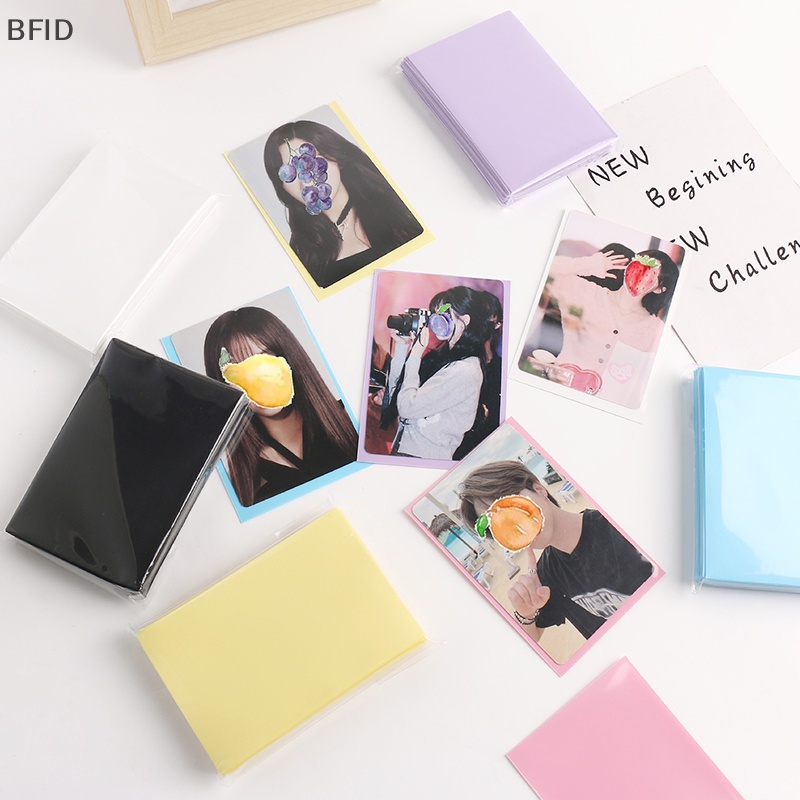 [BFID] 50pcs /pack Ice Cream Color Card Bag Photocard Sleeves Idol Photo Cards Tas Penyimpanan Pelindung PP Frosted Card Film [ID]